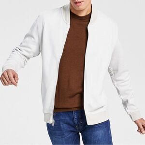 Alfani Off White Zip Up Sweater